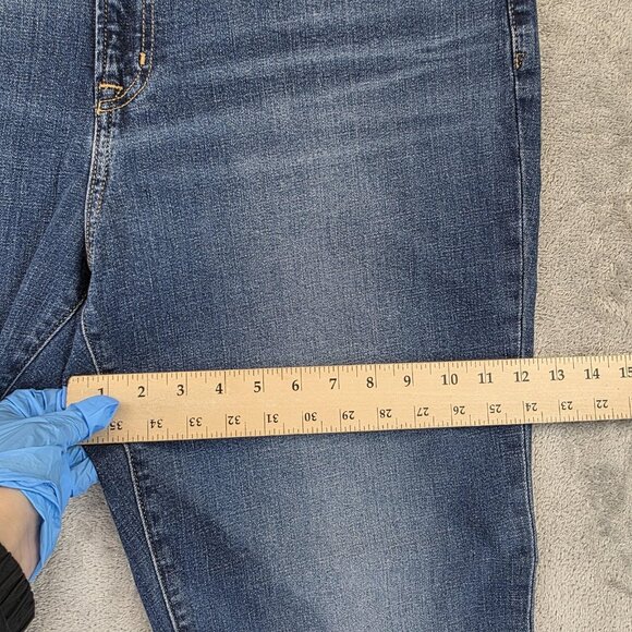 Gap Jeans Womens 33 Tall Blue Girlfriend Mid Rise Tapered Denim Low Stretch - Picture 7 of 15